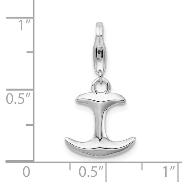 925 Sterling Silver Polished 3-D Anchor Bracelet Charm with Fancy Lobster Clasp - Picture 4 of 4